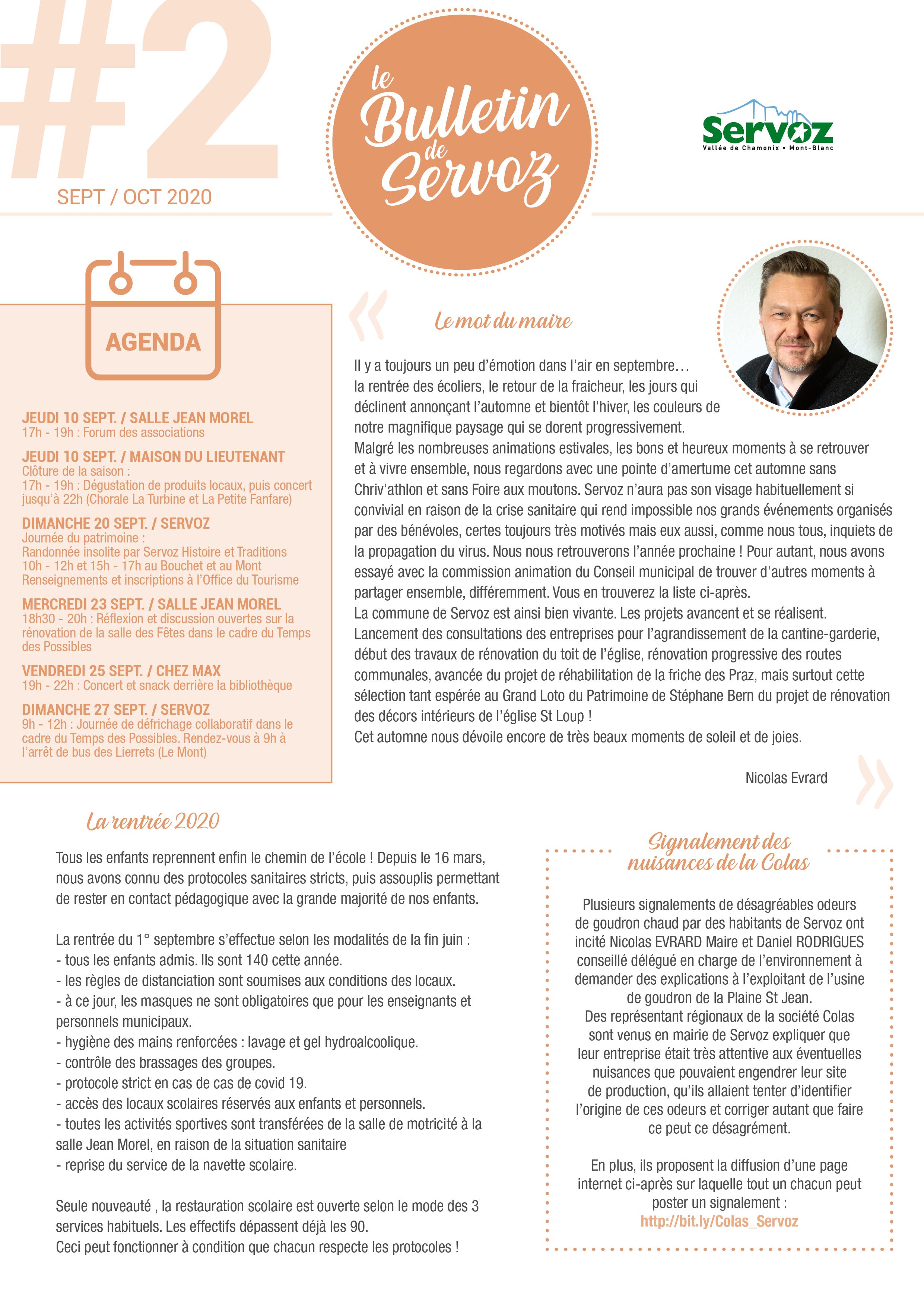 Bulletin de Servoz - Septembre / Octobre 2020